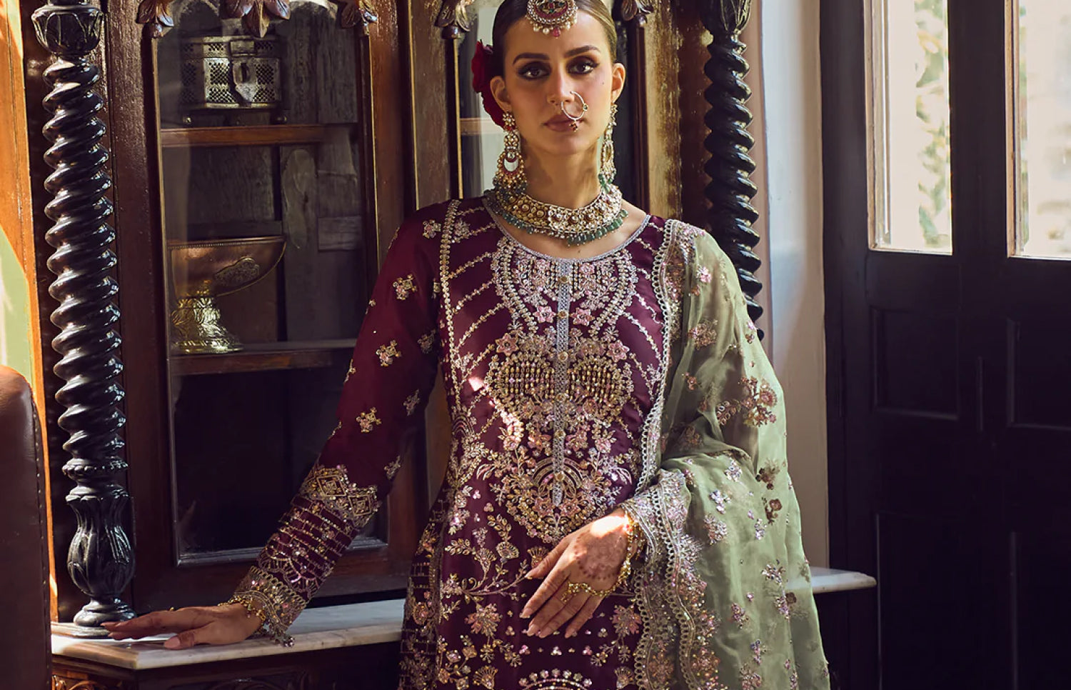 Linen & Woolen Embroidery Salwar Kameez - Pakistani Dress - C820C |  Fabricoz USA